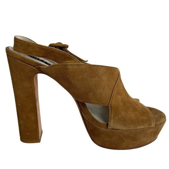 Alice + Olivia Camel Suede Platform Heels Size 41 - Picture 1 of 16